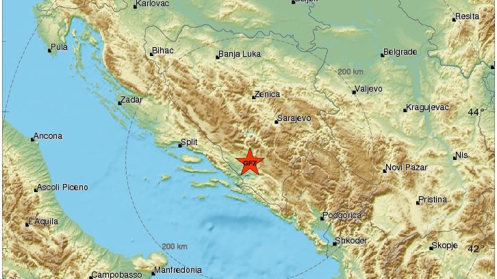 Снажан земљотрес у близини Мостара