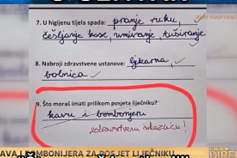 Kako je jedan đak u Hrvatskoj odgovorio na pitanje: Šta moraš imati prilikom posjete ljekaru